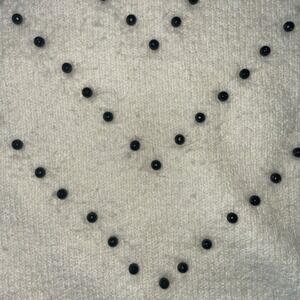 Vintage Express White Pull over‎ sweater Beaded Decoration Small